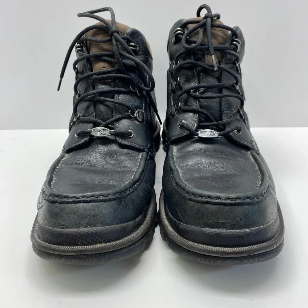 Clarks Gore-Tex XCR Leather Boots Mens 12M Black Green Color Waterproof 36575